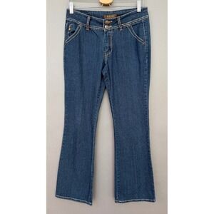 Beau Dawson Bootcut Jeans 6 Blue Denim Flap Pocket Stretch Y2K Western Boh Flare